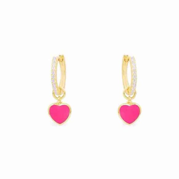 Apm Monaco Pink Heart Earrings - Picture 1 of 8